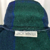 Jack Winter Buffalo Plaid Wool Flannel Snap Up Top Shirt Womens M Blue Green