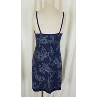 Floral Flowers Denim Blue Jean Wiggle Bodycon Summer Sundress Dress Womens sz S