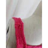 Bobeau Floral Lace Fit & Flare Summer Sun Tank Dress Womens L Stretch Hot Pink