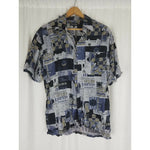 Vintage Franco Ponti Short Sleeve Painted Button Down Polo Hawaiian Shirt Mens L