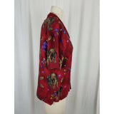 Tapestry Animals Elephants Giraffe Safari Zoo Print Tunic Blouse Top Womens M