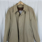 London Fog Trench Coat Deep Pile Faux Fur Removable Liner Mens 40R Vintage Khaki