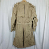 Bradley Jons Insulated Double Breasted Belted Trench Coat Mens 42 Wool Lined Tan