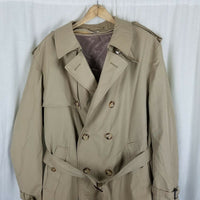 Bradley Jons Insulated Double Breasted Belted Trench Coat Mens 42 Wool Lined Tan