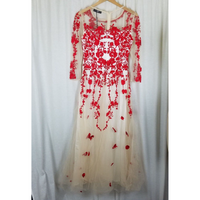 Stylewe Ou Shi Ying Long Maxi Embroidered Patch Applique Mesh Dress Womens M