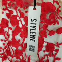 Stylewe Ou Shi Ying Long Maxi Embroidered Patch Applique Mesh Dress Womens M