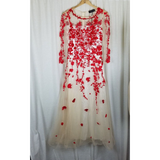 Stylewe Ou Shi Ying Long Maxi Embroidered Patch Applique Mesh Dress Womens M