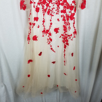 Stylewe Ou Shi Ying Long Maxi Embroidered Patch Applique Mesh Dress Womens M