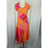 Sampleline by Aimee Patchwork Psychedelic Jersey Knit Stretch Dress Womens M