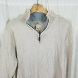 LL Bean 1/4 or Half Zip Contrast Color Sweater Mens L Funnel Neck Henley Classic