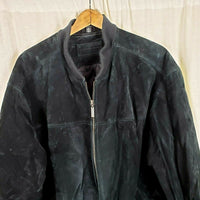 John Ashford Black Leather Suede Jacket Aviator Flight Bomber Mens XLT Full Zip