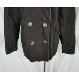 G.H. Bass Corduroy Double Breasted Trench Peacoat Coat Womens L Chocolate Brown