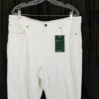 LL Bean Comfort Knit Classic Fit White Denim Blue Jeans Womens 18 NWT 298929