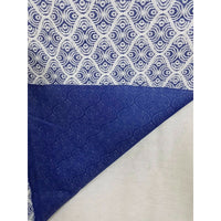 Vintage Kresge Jupiter Woven MCM Design FABRIC Blue White 1.75 + yards Medallion