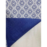 Vintage Kresge Jupiter Woven MCM Design FABRIC Blue White 1.75 + yards Medallion