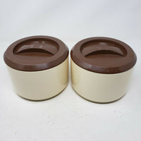 Vintage Sterilite 2 Piece 70s Canister Set Flour Sugar Brown Plastic Lidded Top