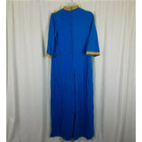 Lisanne Loungewear Blue Velour Pantsuit Jumpsuit Culottes Womens 16 60s 70s MCM