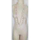 Strand Large Crochet Pink Beads Faux Pearl BEADED NECKLACE Vintage Contemporary