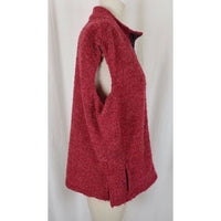 Coldwater Creek Red Berber Popcorn Fleece Ribbon Trim Zip Up Vest Red Womens L