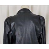 Vintage The Violetta Black Leather Pleated Ruched Jacket Coat Womens 38 80s 90s