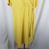 Ann Taylor Factory Wrap Side Tie Yellow Chiffon Midi Dress Womens L NWT $110