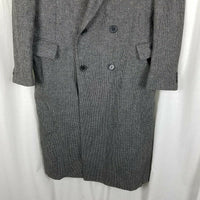 Bruce Hunt Black & White Checked Wool Peacoat Polo Coat Mens L Vintage 80s VTG