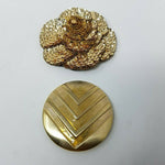 VINTAGE Charmant Beverly Hills Belt Buckles Gold Metal Sequins Lot 2 Flower V