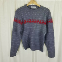 Vintage Marceau Birdseye Reindeer Knit Crewneck Sweater Mens L Christmas USA