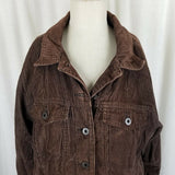 LL Bean Petites Chocolate Brown Corduroy Trucker Style Jean Jacket Womens LP
