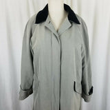 Vintage Anne Klein Velvet Collar Trim Flannel Lined Long Trench Coat Womens 4