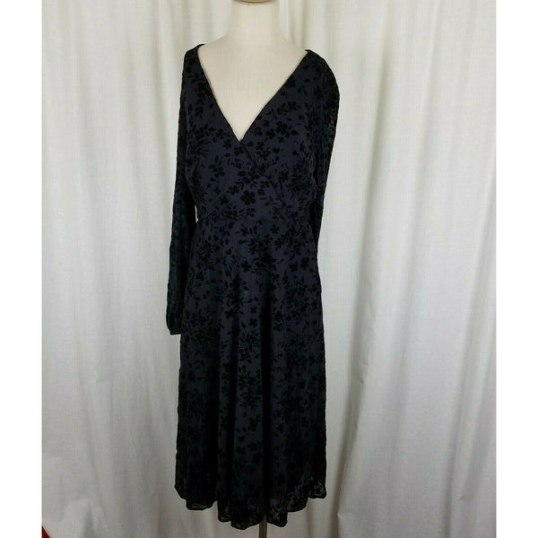 Lauren Ralph Lauren Velvet Fit & Flare Faux Wrap Little Black Dress Womens 8