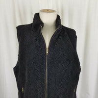 J Crew Mercantile Excursion Berber Sherpa Fleece Vest Womens L Zip Up Black