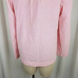 Vintage Bobbie Brooks Candy Striped Seersucker Boyfriend Blazer Jacket Womens 14