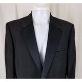 Vintage After Six Black Wool Flat Front 2 Piece Tuxedo Suit TUX Satin Mens 43R