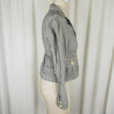 Gap Pinstriped Cropped Denim Blue Jean Trucker Jacket Womens XS Railroad Stripes
