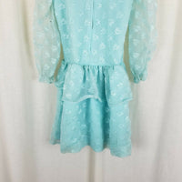 Vintage Polly Flinders Flocked Dressy Dress Girls 8 Drop Waist Pleated Twirl