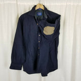 Pendleton Fitted Patch Elbows Wool Trail Shirt Mens Size L Navy Blue Button Up