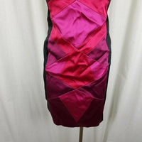 Cache Satin Geometric Strapless Mini Cocktail Dress Womens 6 Sexy Bodycon Loud