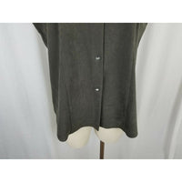 Jessica Holbrook Faux Suede Microfiber Sleeveless Button Up Shirt Top Womens L