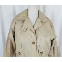 Vintage Eddie Bauer Canvas Long Safari Flannel Lined Trench Coat Womens S Khaki