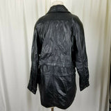 Wilsons Leather Black Shawl Collar Tie Cape Top Long Jacket Short Coat Womens S