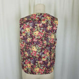 Vintage Handmade Floral Denim Pointed Button Down Vest Waistcoat Womens M