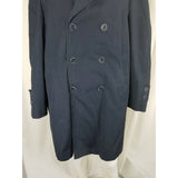 Vintage Koratron Double Breasted Deep Pile Fur Lined Trench Coat Mens M L Navy