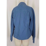 LL Bean Sunwashed Blue Canvas Zip Up Short Barn Coat Denim Jean Jacket Womens L