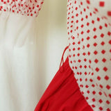 Square Dance Dress Jeri Bee Red Lace Ruffle Diamond Rockabilly Vintage Womens M