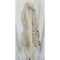 Gap Cotton Canvas Belted Tie Sash Short Trench Coat Jacket Womens XS Tan Button