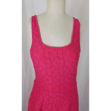 Bobeau Floral Lace Fit & Flare Summer Sun Tank Dress Womens L Stretch Hot Pink