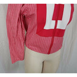 Vintage Ayako Designer Canvas Railroad Stripe Geometric Jacket Womens S M Red