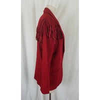 New Frontier Blazer Jacket Red Fringe Western Cowboy Rockabilly Womens M 80s 90s