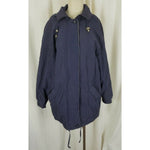 Vintage London Fog Brushed Cotton Windbreaker Shell Jacket Womens M Hooded Blue